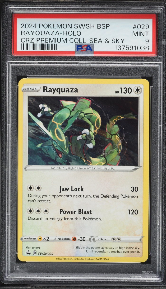2024 Pokemon Sword & Shield Black Star Promo Premium Sea & Sky Holo Rayquaza #29 PSA 9 MINT
