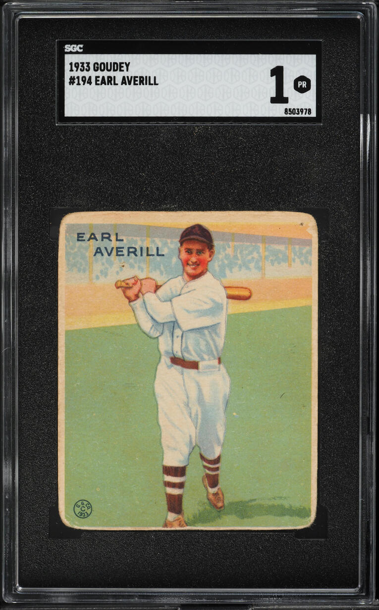 1933 Goudey Earl Averill #194 SGC 1 PR