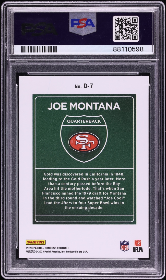 2023 Donruss Downtown! Joe Montana #D-7 PSA 9 MINT - Photo 2