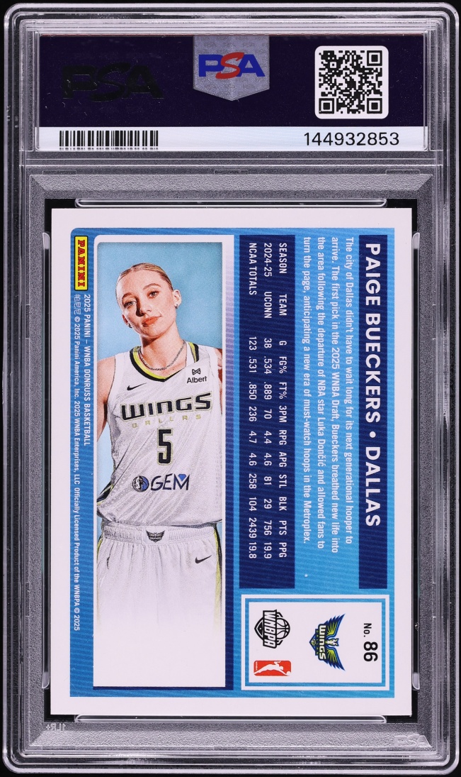 2025 Donruss WNBA Paige Bueckers ROOKIE #86 PSA 10 GEM MINT - Photo 2