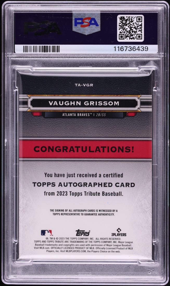 2023 Topps Tribute Green Vaughn Grissom ROOKIE AUTO /99 #TA-VGR PSA 9 MINT - Photo 2
