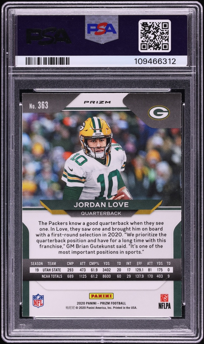 2020 Panini Prizm Pink Jordan Love ROOKIE #363 PSA 9 MINT - Photo 2