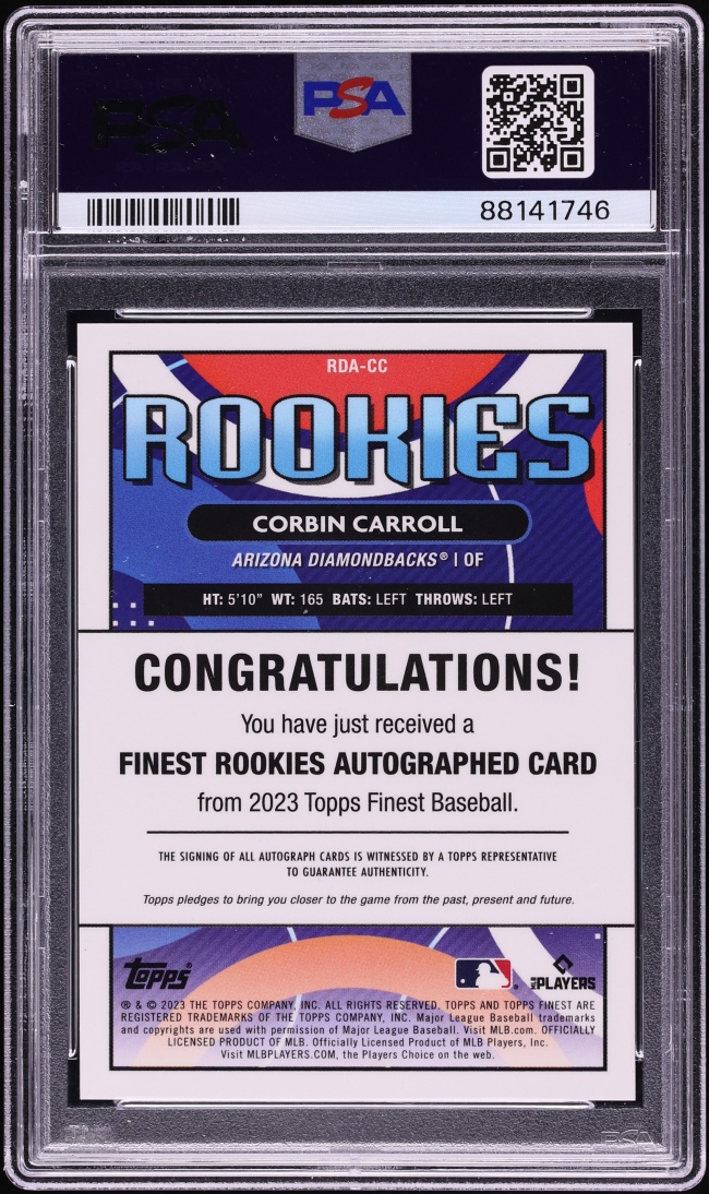 2023 Finest Gold Corbin Carroll ROOKIE AUTO DNA 10 /50 #RDA-CC PSA 10 GEM MINT - Photo 2