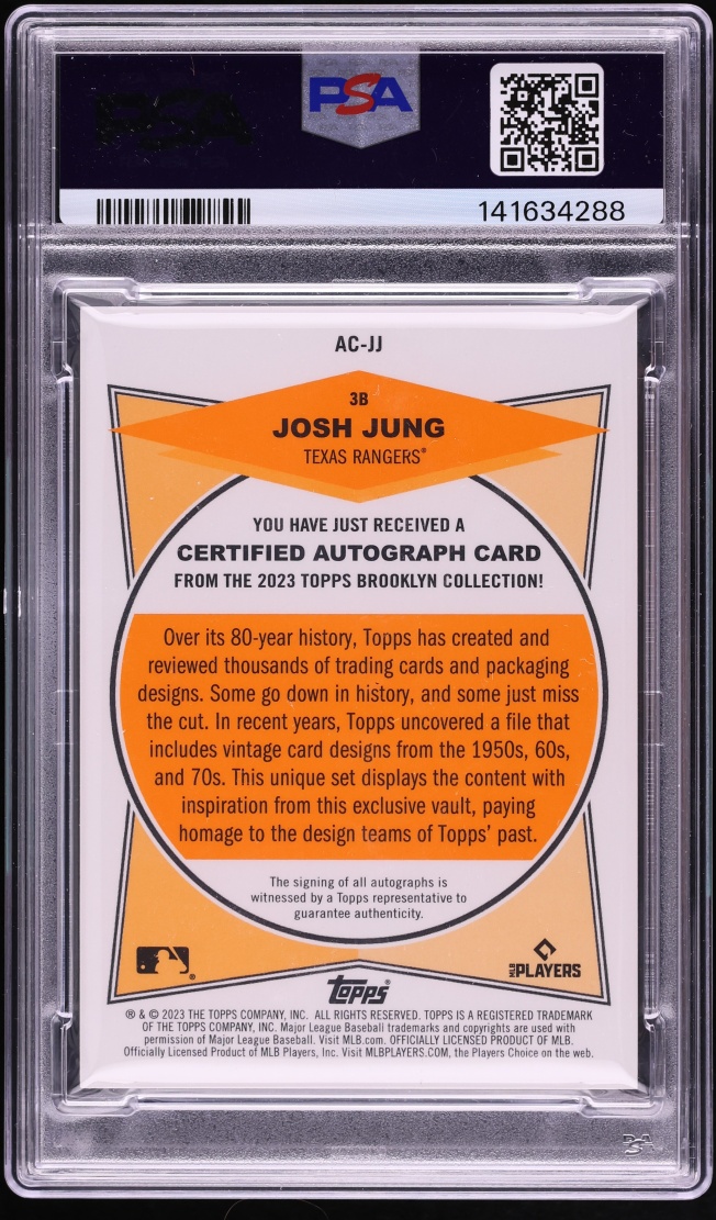 2023 Topps Brooklyn Collection Josh Jung ROOKIE AUTO 99/99 #AC-JJ PSA 10 GEM MINT - Photo 2
