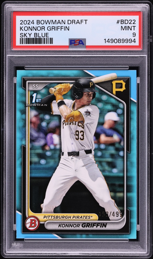 2024 Bowman Draft Sky Blue Konnor Griffin PROSPECT /499 #BD-22 PSA 9 MINT
