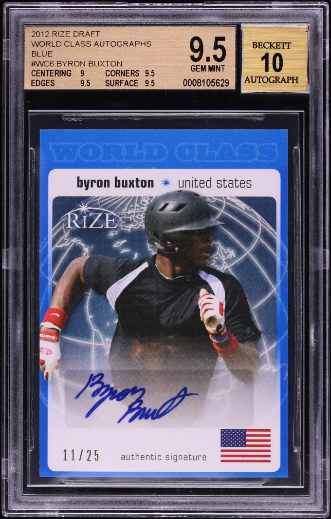 2012 Rize Draft World Class Blue Byron Buxton ROOKIE AUTO /25 #WC-6 BGS 9.5 GEM MINT