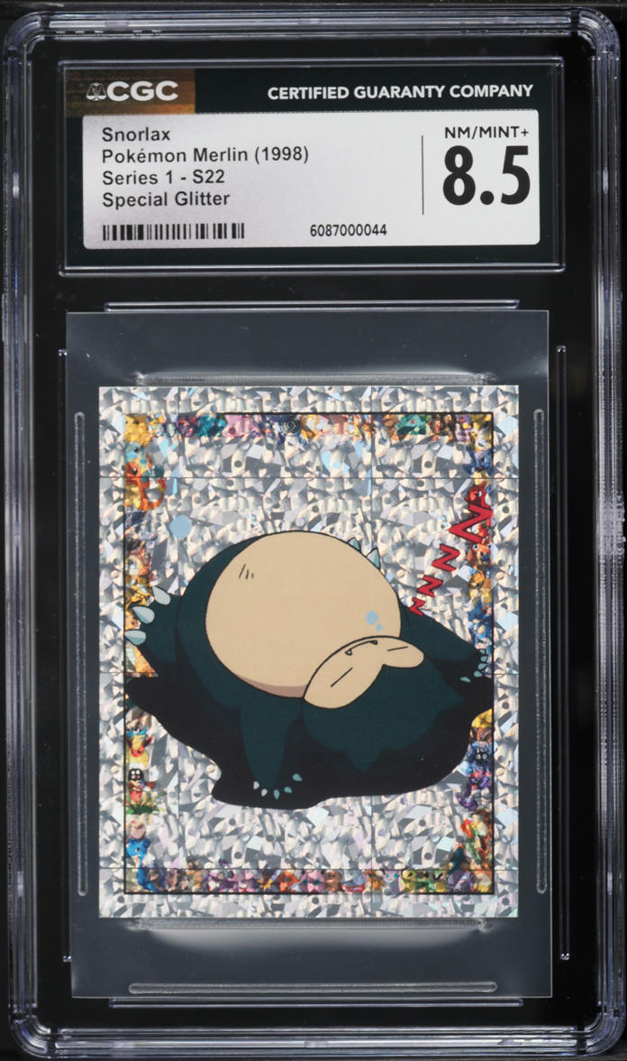 1998 Pokemon Merlin Stickers Series 1 Special Glitter Snorlax #S22 CGC 8.5 NM-MT+