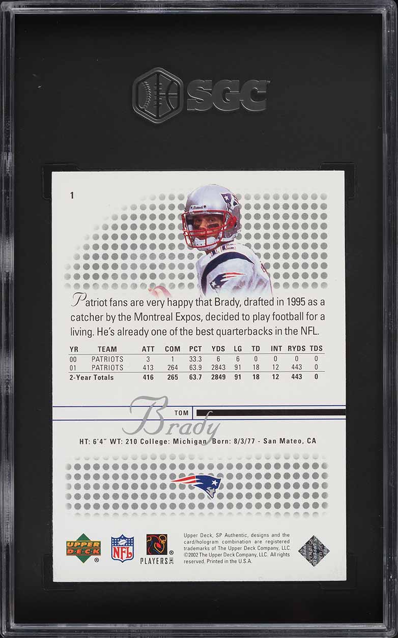 2002 SP Authentic Tom Brady #1 SGC 5 EX