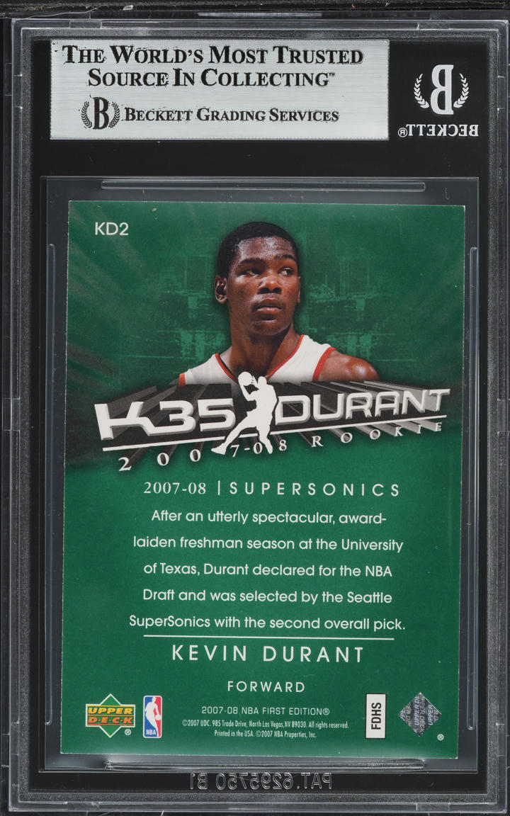 2007 Upper Deck First Edition Exclusive Kevin Durant ROOKIE #KD2 BGS 8.5 NM-MT+
