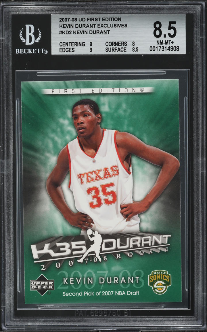 2007 Upper Deck First Edition Exclusive Kevin Durant ROOKIE #KD2 BGS 8.5 NM-MT+