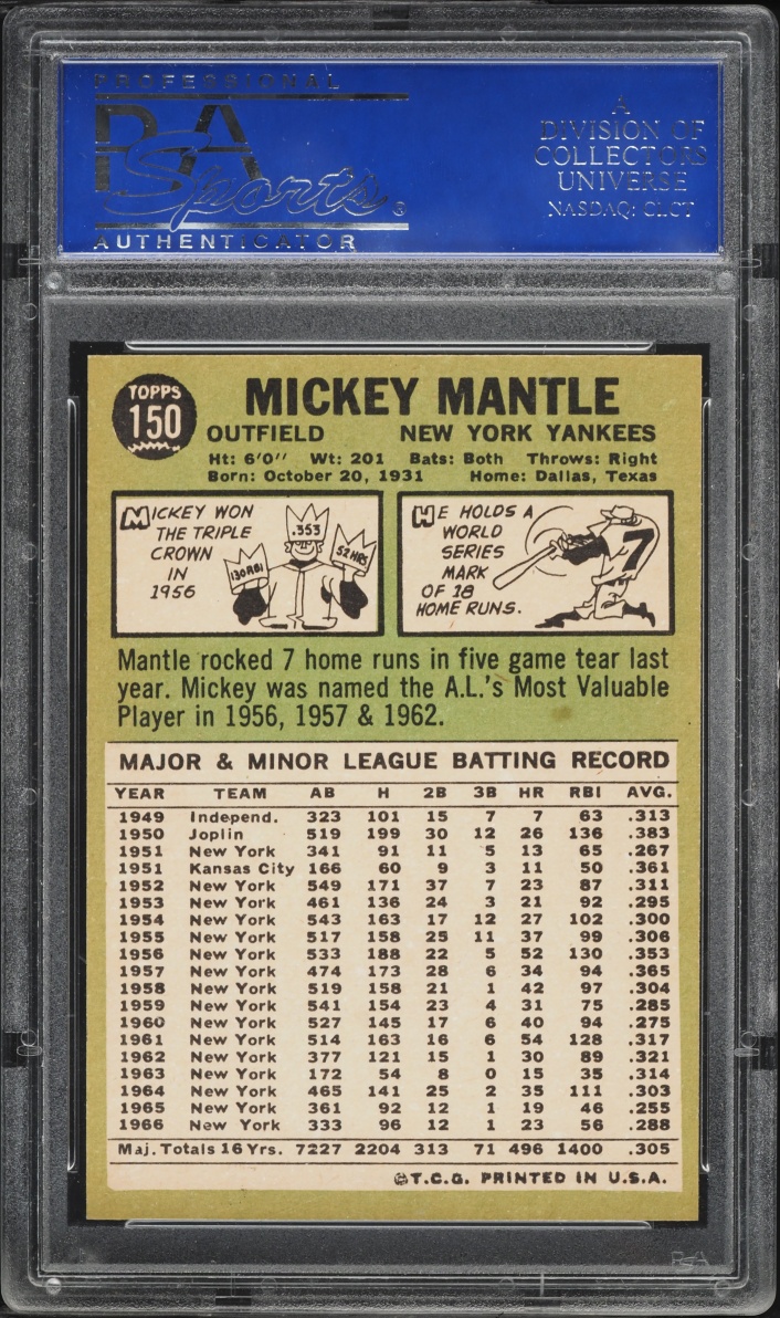 1967 Topps Mickey Mantle #150 PSA 8 NM-MT