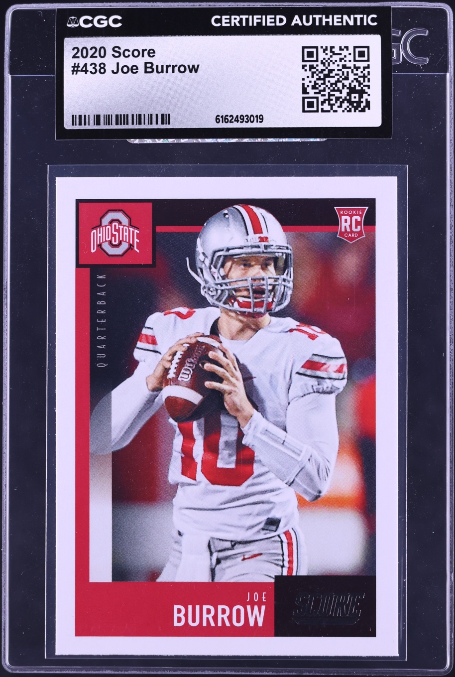 2020 Score Joe Burrow ROOKIE #438 CGC AUTH