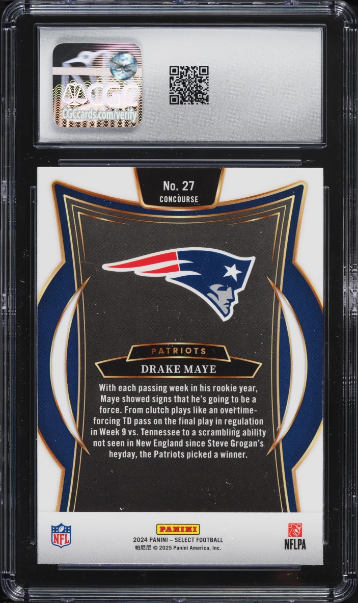 2024 Select Concourse Drake Maye ROOKIE #27 CGC 5 EX
