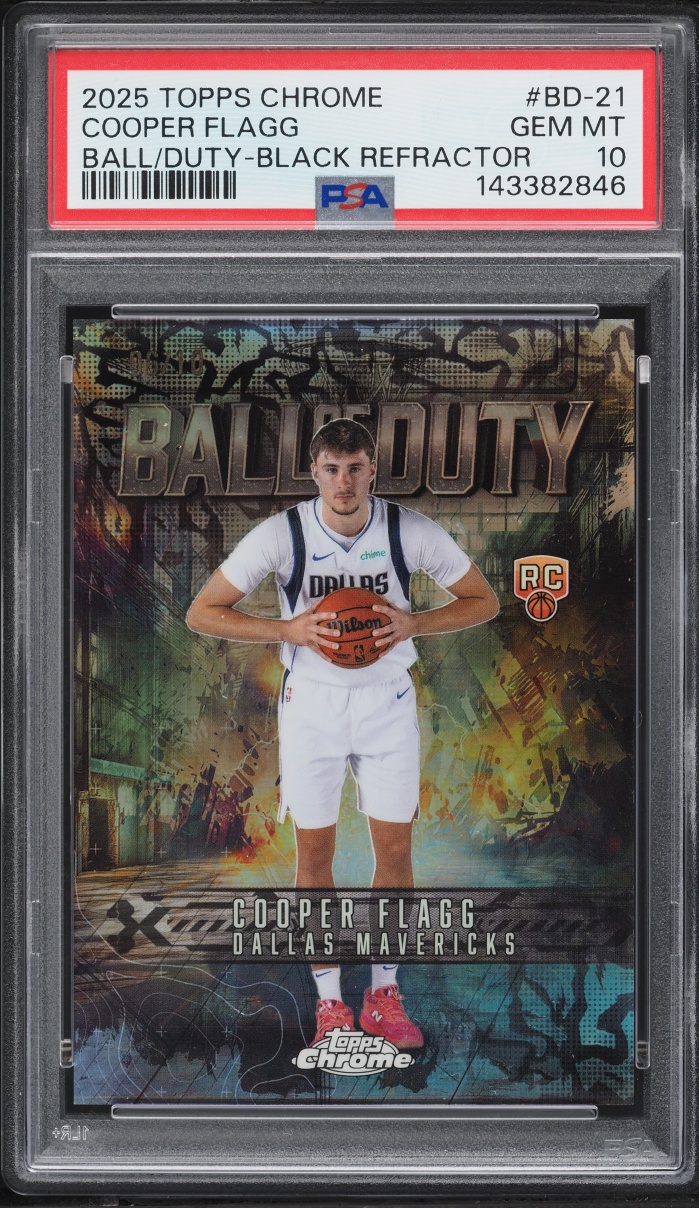 2025 Topps Chrome Ball Of Duty Black Refractor Cooper Flagg ROOKIE /10 #BD-21 PSA 10 GEM MINT