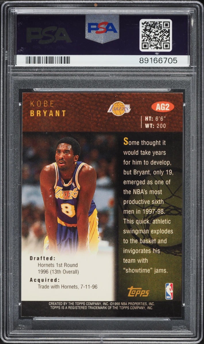 1998 Topps Certified Kobe Bryant AUTO DNA 10 #AG2 PSA 9 MINT