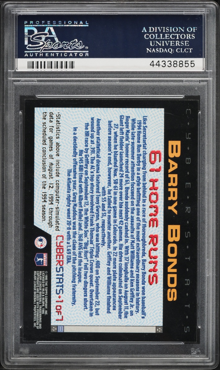 1995 Topps Cyberstats Season In Review Barry Bonds #1 PSA 10 GEM MINT