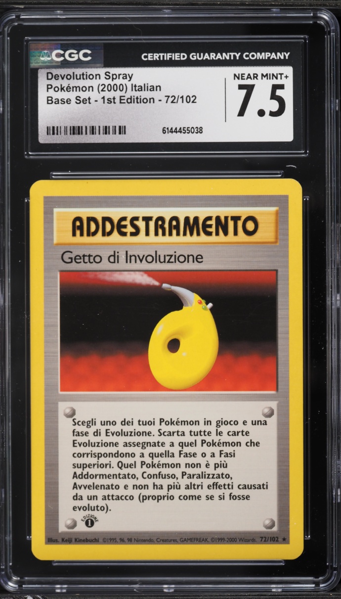 2000 Pokemon Italian Base Set 1st Edition Devolution Spray #72 CGC 7.5 NRMT+