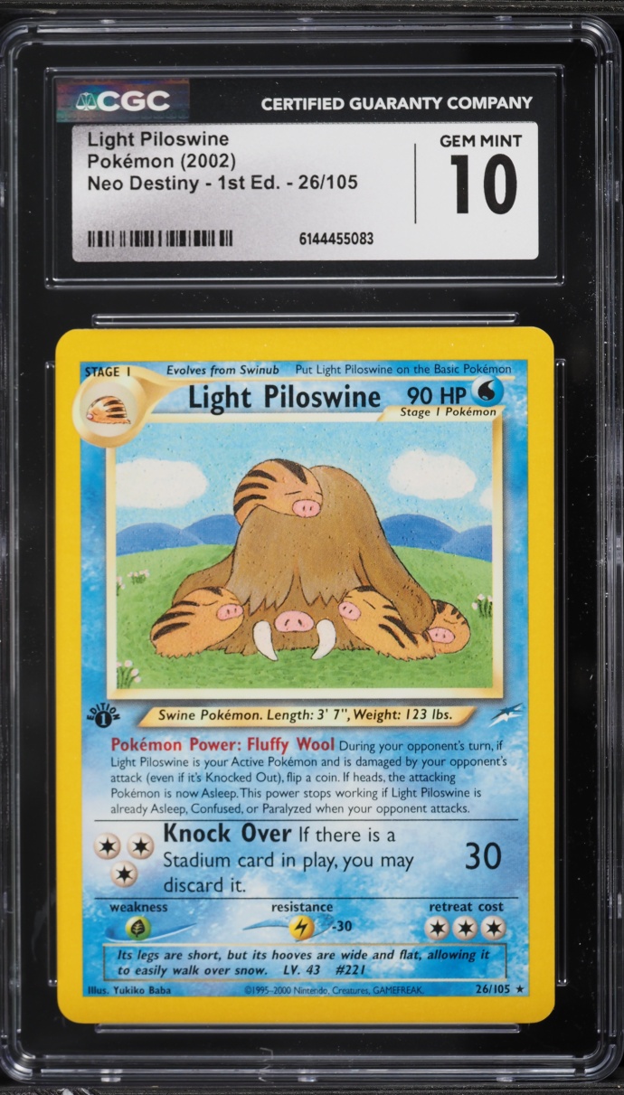 2002 Pokemon Neo Destiny 1st Edition Light Piloswine #26 CGC 10 GEM MINT