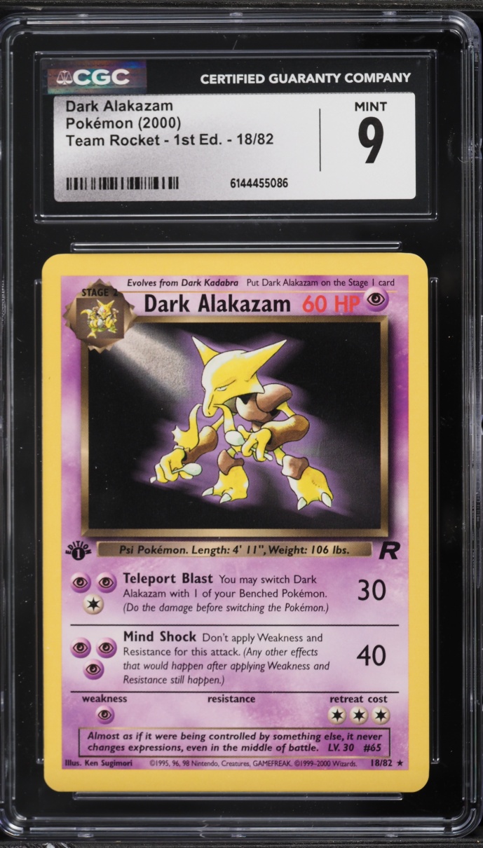 2000 Pokemon Team Rocket 1st Edition Dark Alakazam #18 CGC 9 MINT