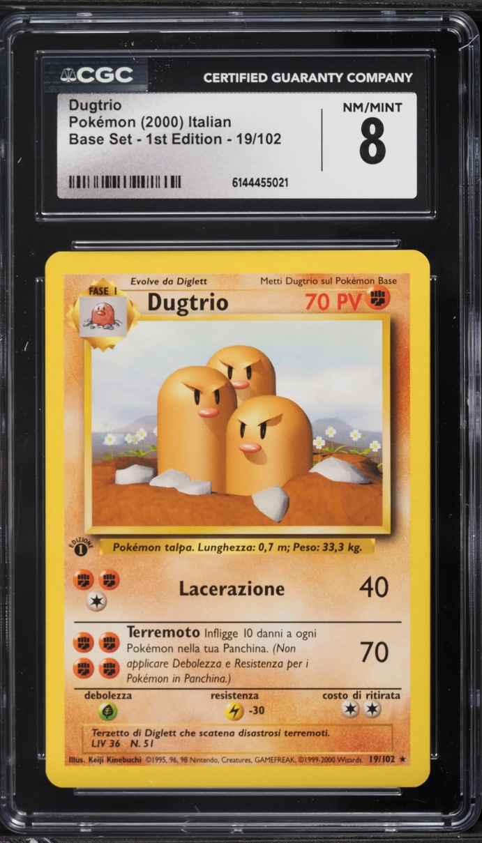 2000 Pokemon Italian Base Set 1st Edition Dugtrio #19 CGC 8 NM-MT