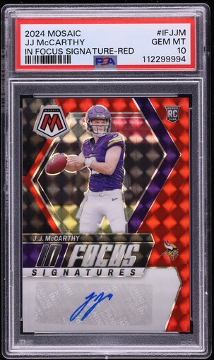 2024 Panini Mosaic In Focus Green Black Choice McCarthy RC AUTO