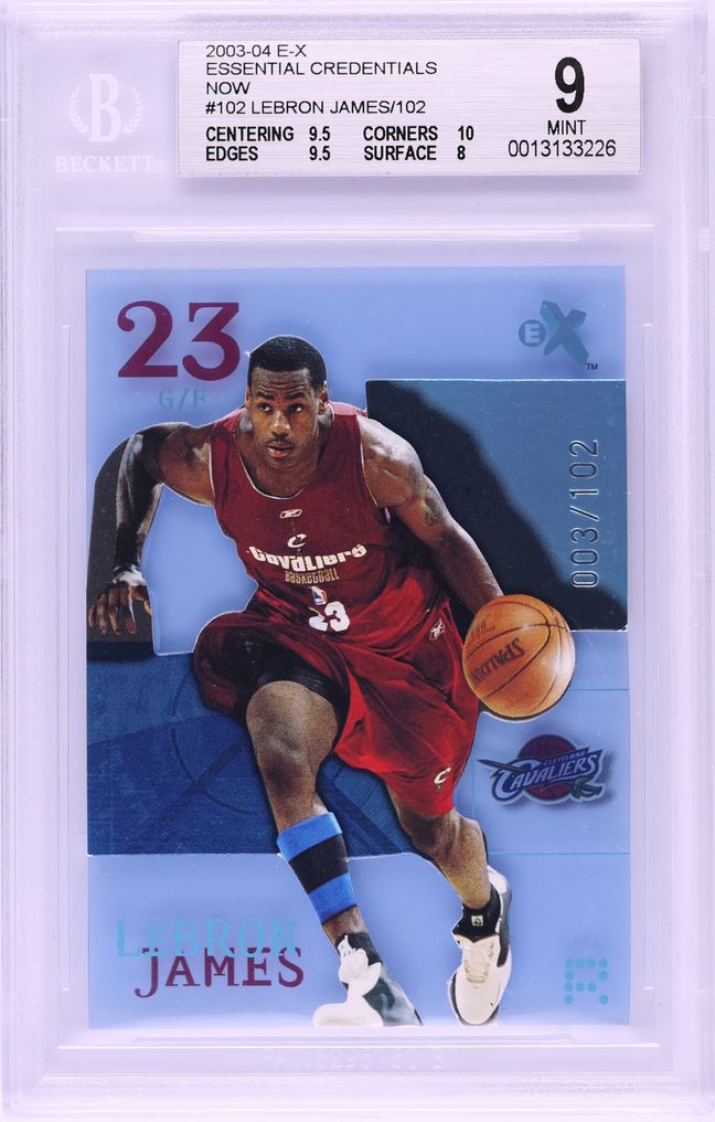 2003 Fleer E-X Essential Credentials Now LeBron James ROOKIE /102 #102 BGS 9 MINT