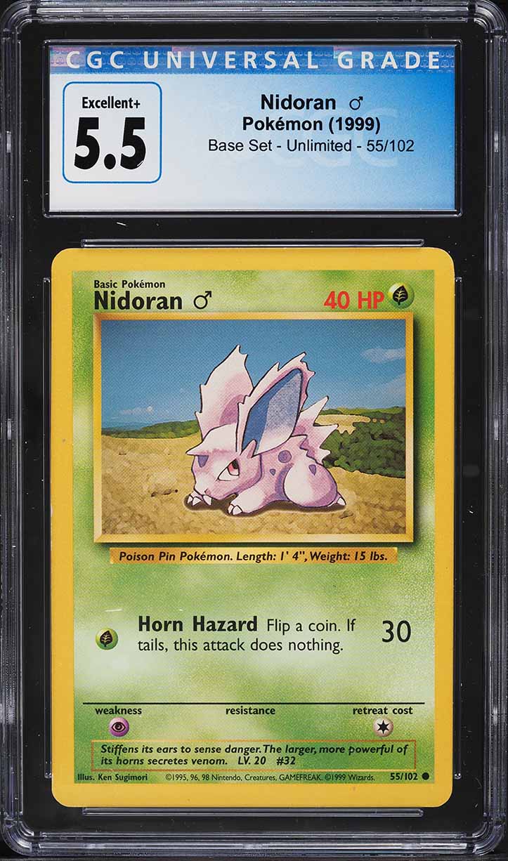1999 Pokemon Base Set Nidoran #55 CGC 5.5 EX+