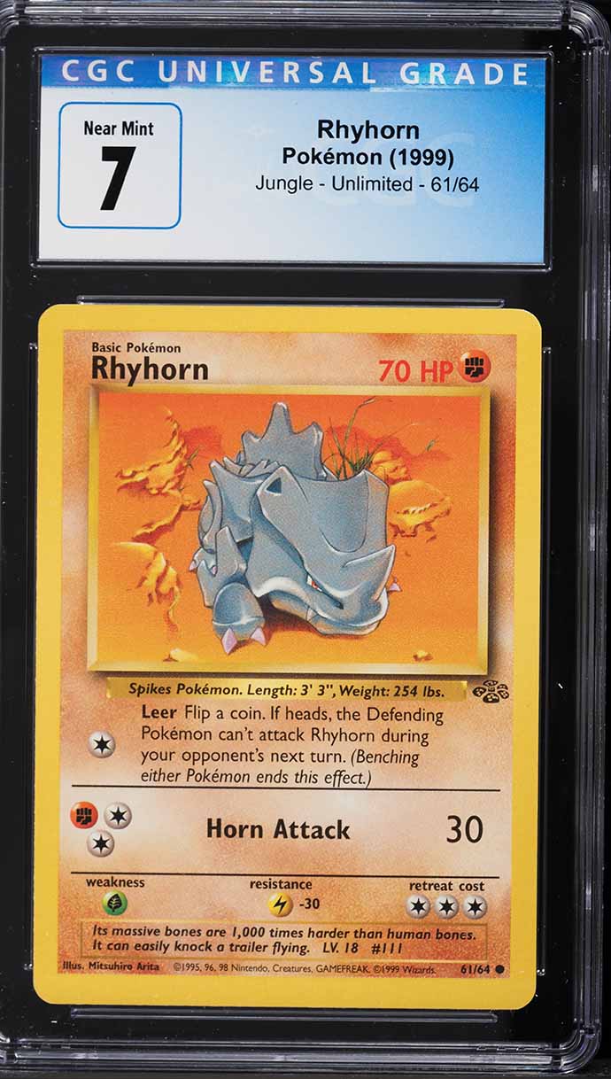 1999 Pokemon Jungle Rhyhorn #61 CGC 7 NRMT