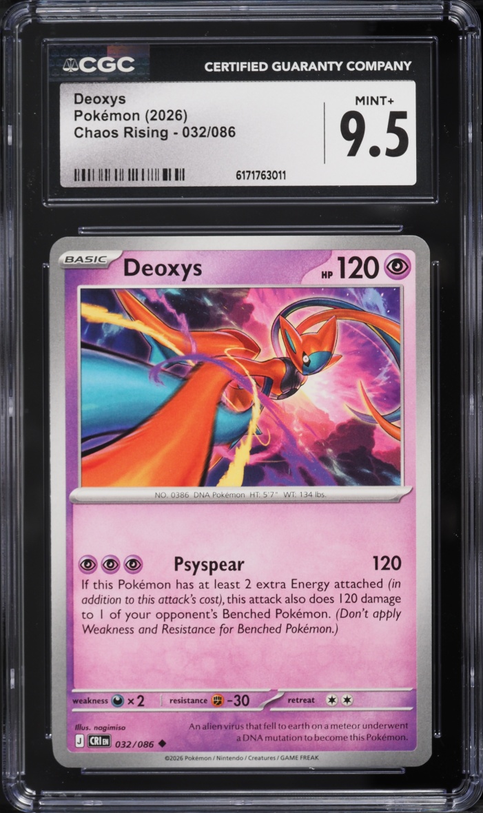 2026 Pokemon Mega Evolution Chaos Rising Deoxys #032 CGC 9.5 MINT+