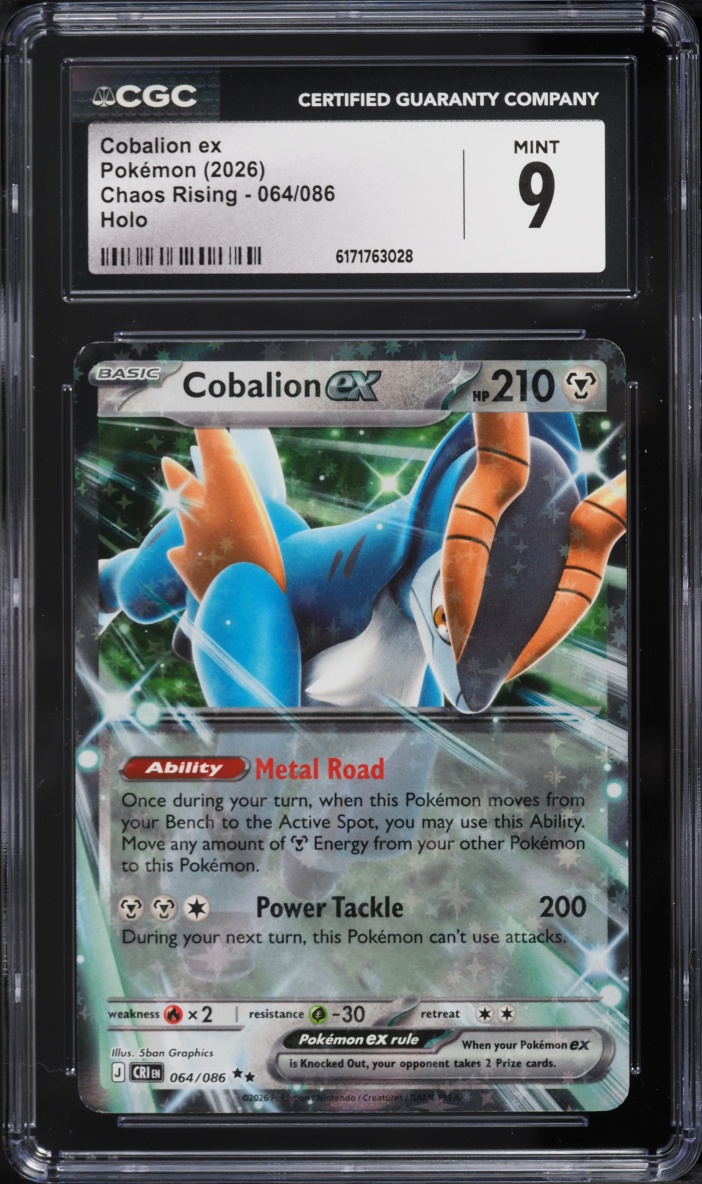 2026 Pokemon Mega Evolution Chaos Rising Holo Cobalion Ex #064 CGC 9 MINT