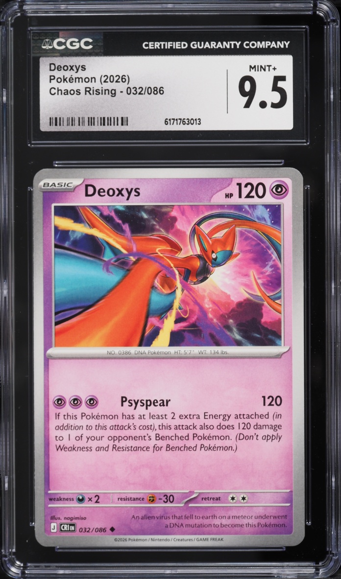2026 Pokemon Mega Evolution Chaos Rising Deoxys #032 CGC 9.5 MINT+