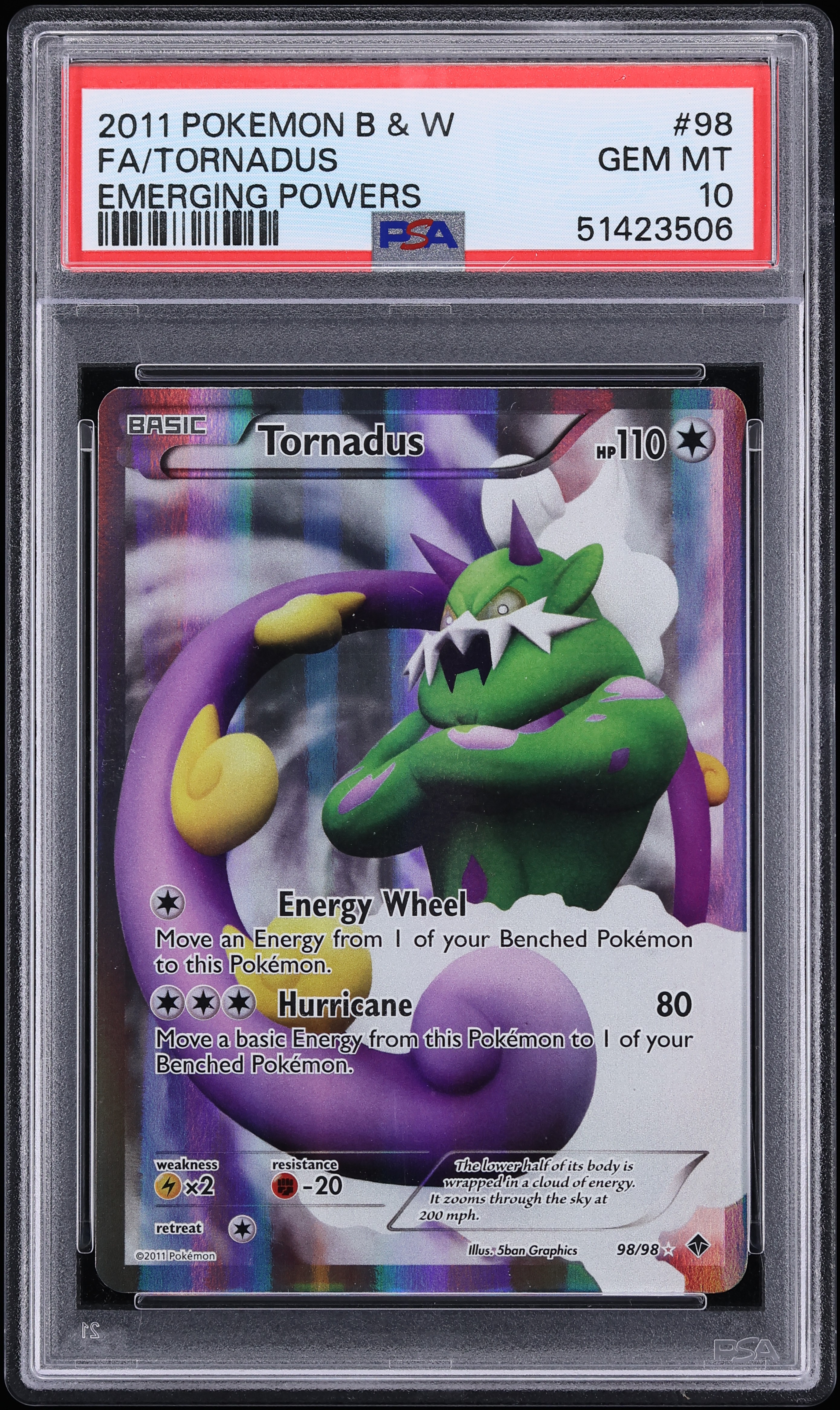 2011 Pokemon Black & White Emerging Powers Full Art Tornadus #98 PSA 10 GEM MINT