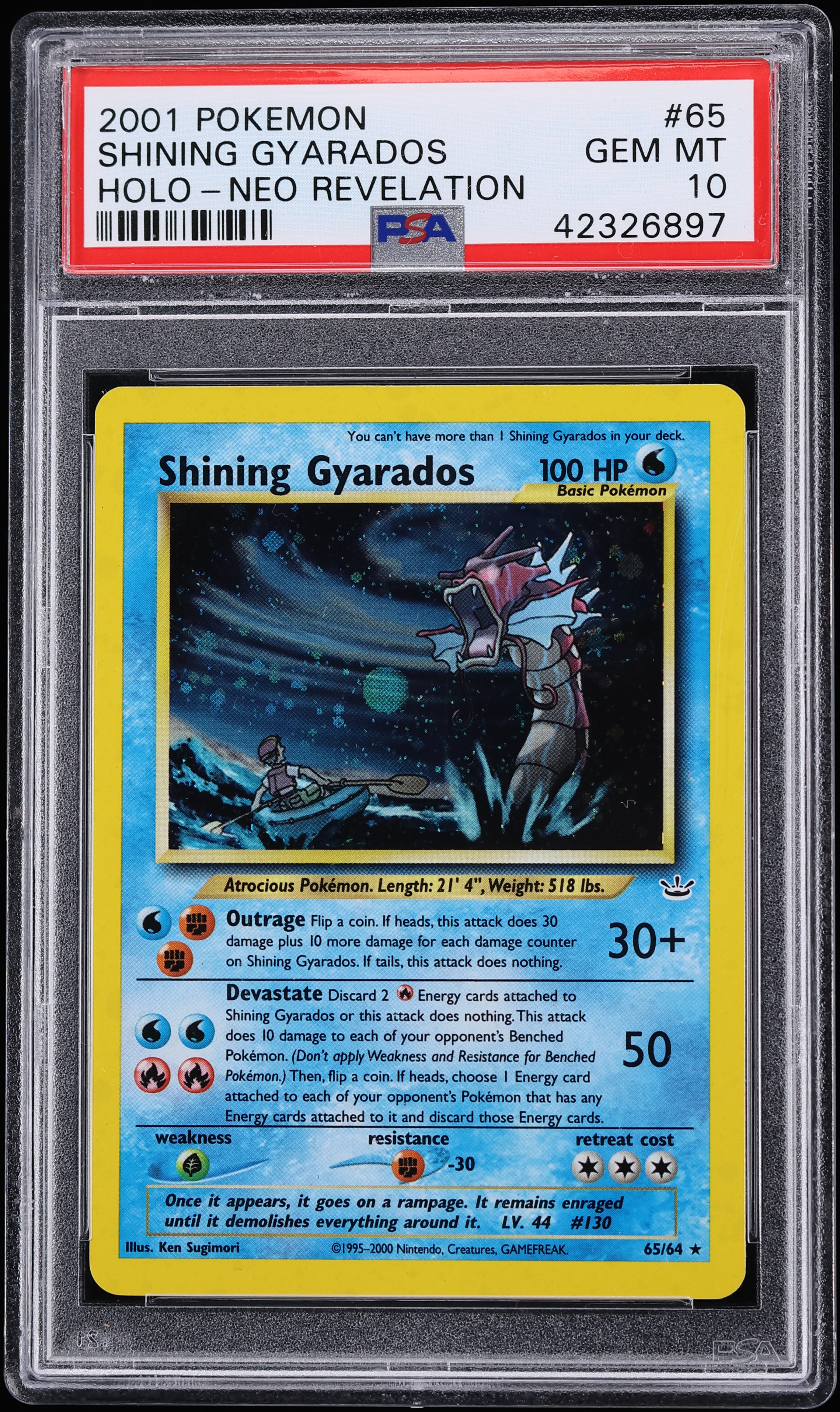 2001 Pokemon Neo Revelation Holo Shining Gyarados #65 PSA 10 GEM MINT