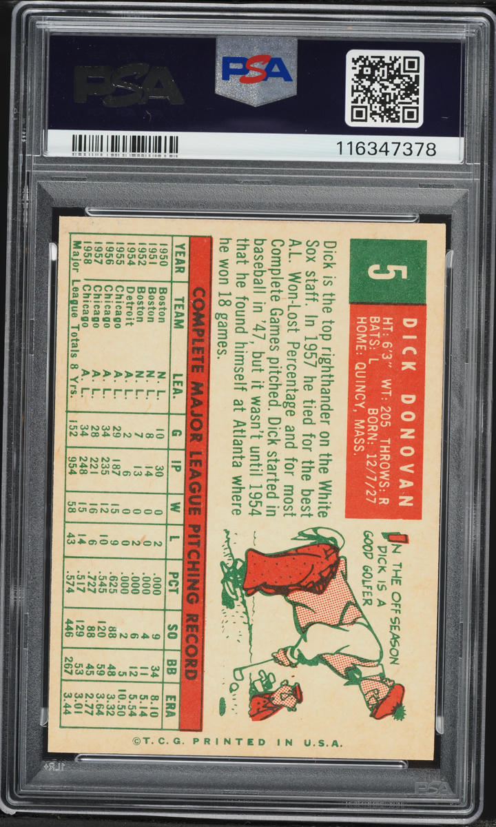 1959 Topps Dick Donovan #5 PSA 6 EXMT