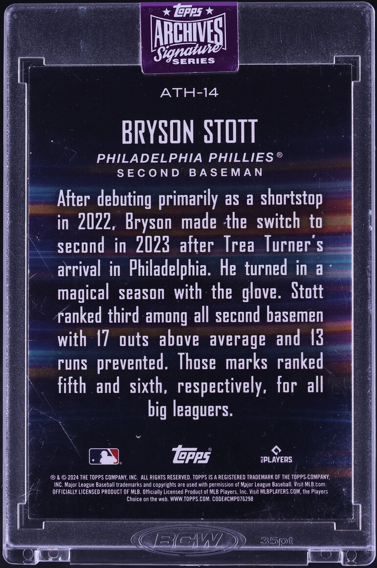 2025 Topps Archives Signature Series '24 Around The Horn Bryson Stott AUTO 1/1 #ATH-14