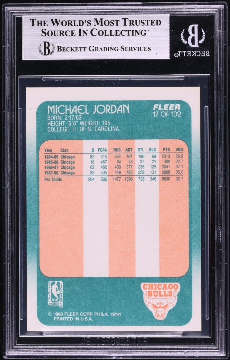 1988 Fleer Basketball Michael Jordan #17 BGS 7 NRMT
