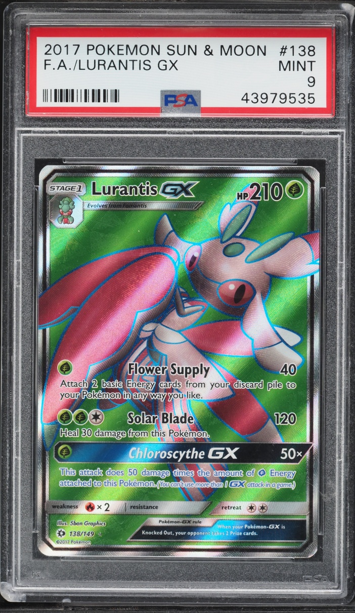 2017 Pokemon Sun & Moon Full Art Lurantis GX #138 PSA 9 MINT
