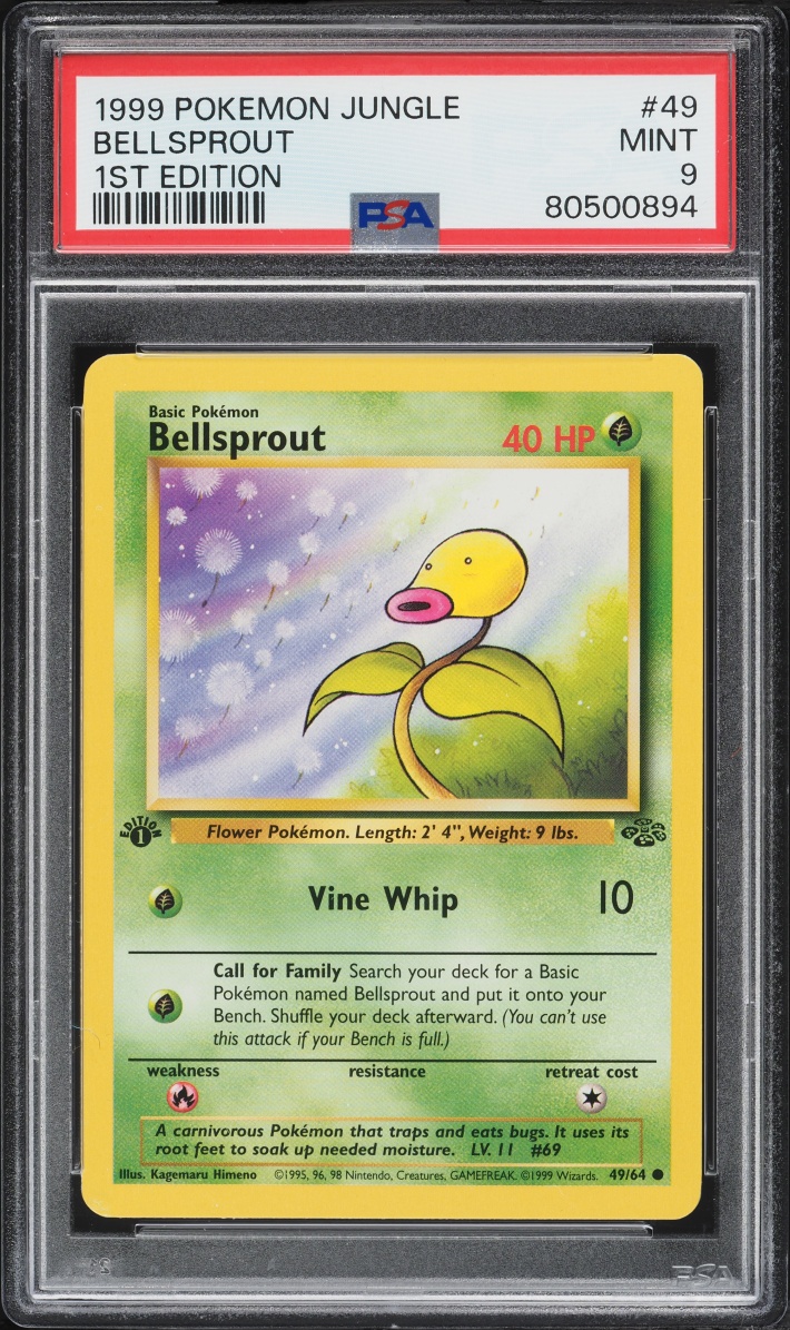 1999 Pokemon Jungle 1st Edition Bellsprout #49 PSA 9 MINT