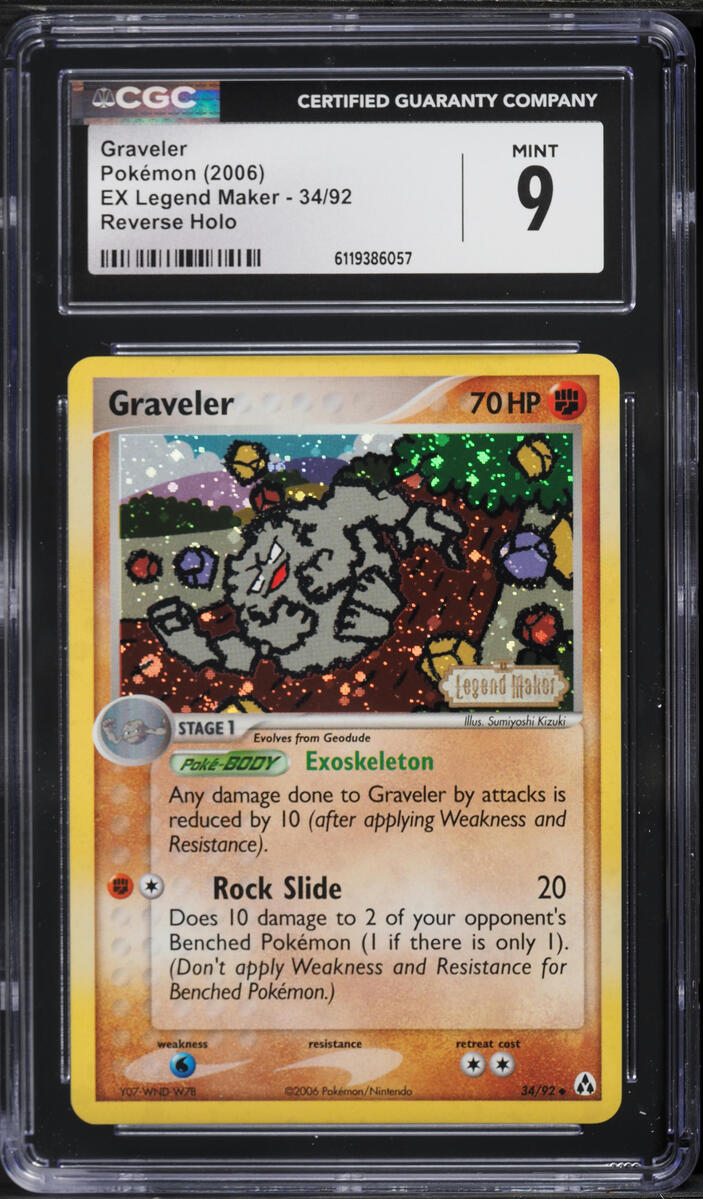 2006 Pokemon EX Legend Maker Reverse Holo Graveler #34 CGC 9 MINT
