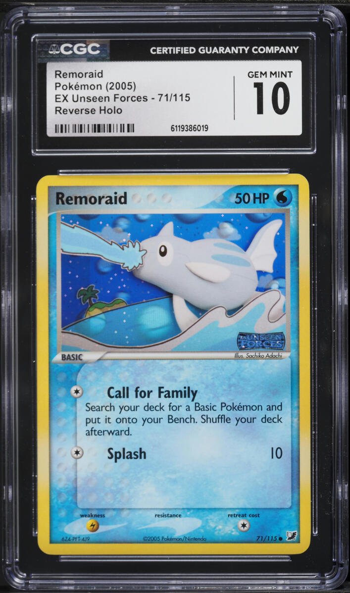 2005 Pokemon EX Unseen Forces Reverse Holo Remoraid #71 CGC 10 GEM MINT