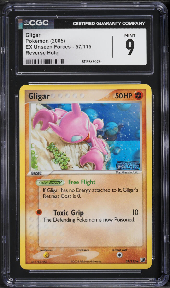 2005 Pokemon EX Unseen Forces Reverse Holo Gligar #57 CGC 9 MINT