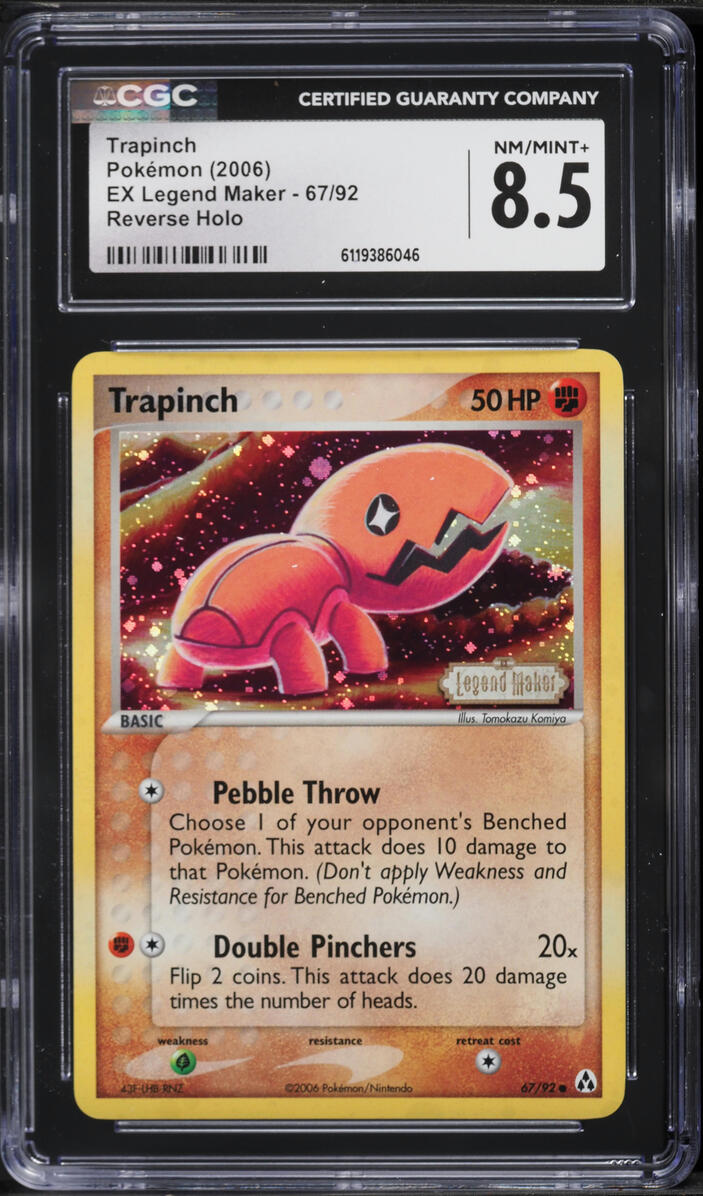 2006 Pokemon EX Legend Maker Reverse Holo Trapinch #67 CGC 8.5 NM-MT+