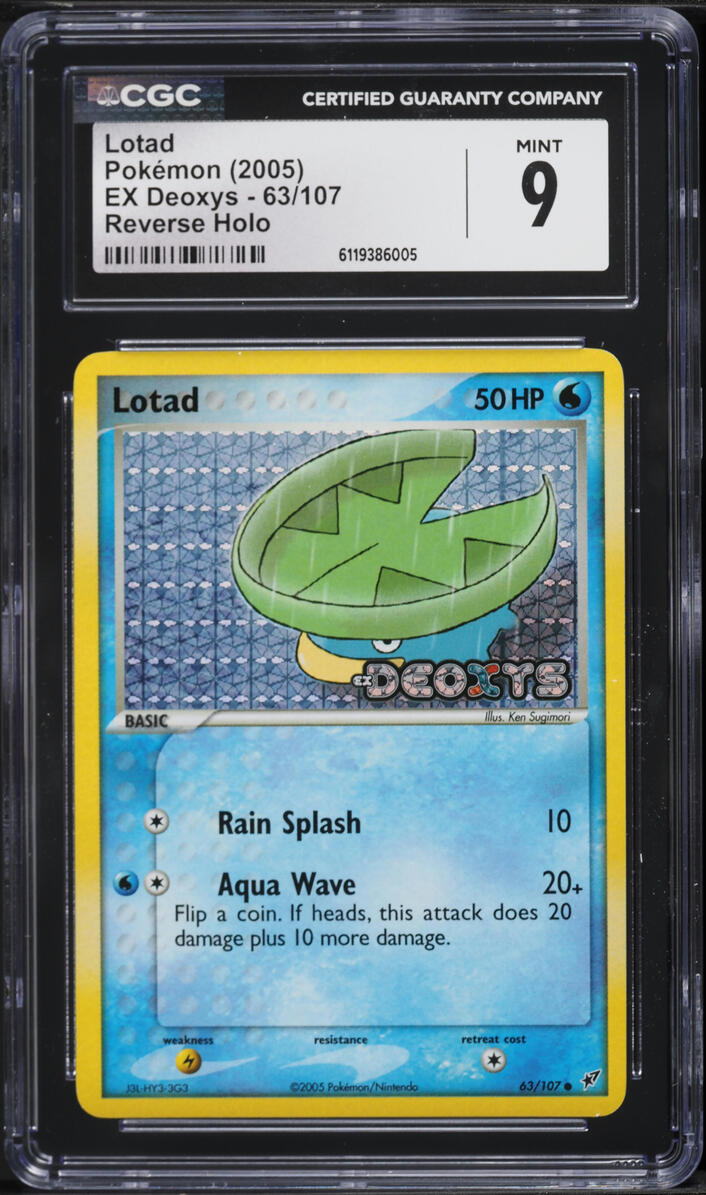 2005 Pokemon EX Deoxys Reverse Holo Lotad #63 CGC 9 MINT
