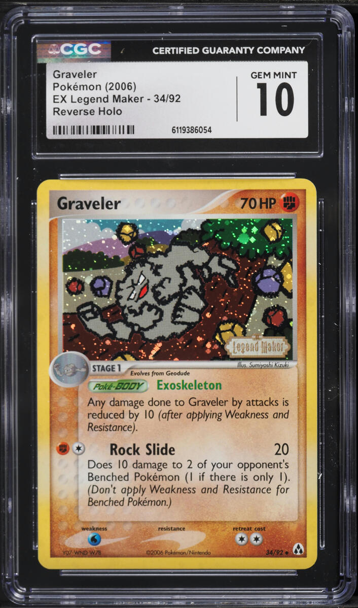 2006 Pokemon EX Legend Maker Reverse Holo Graveler #34 CGC 10 GEM MINT