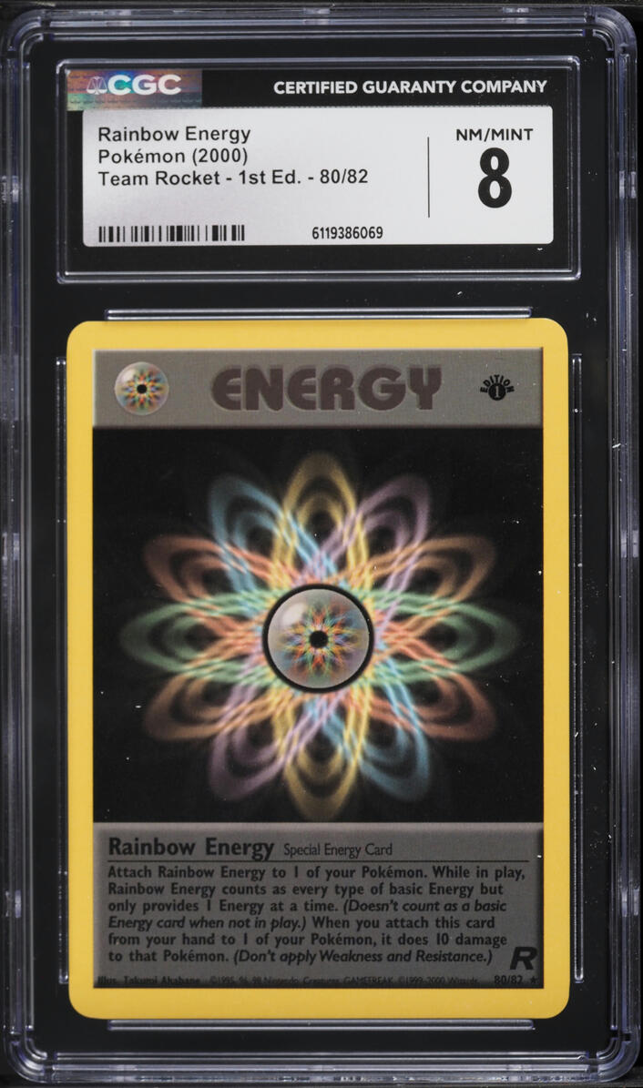 2000 Pokemon Team Rocket 1st Edition Rainbow Energy #80 CGC 8 NM-MT