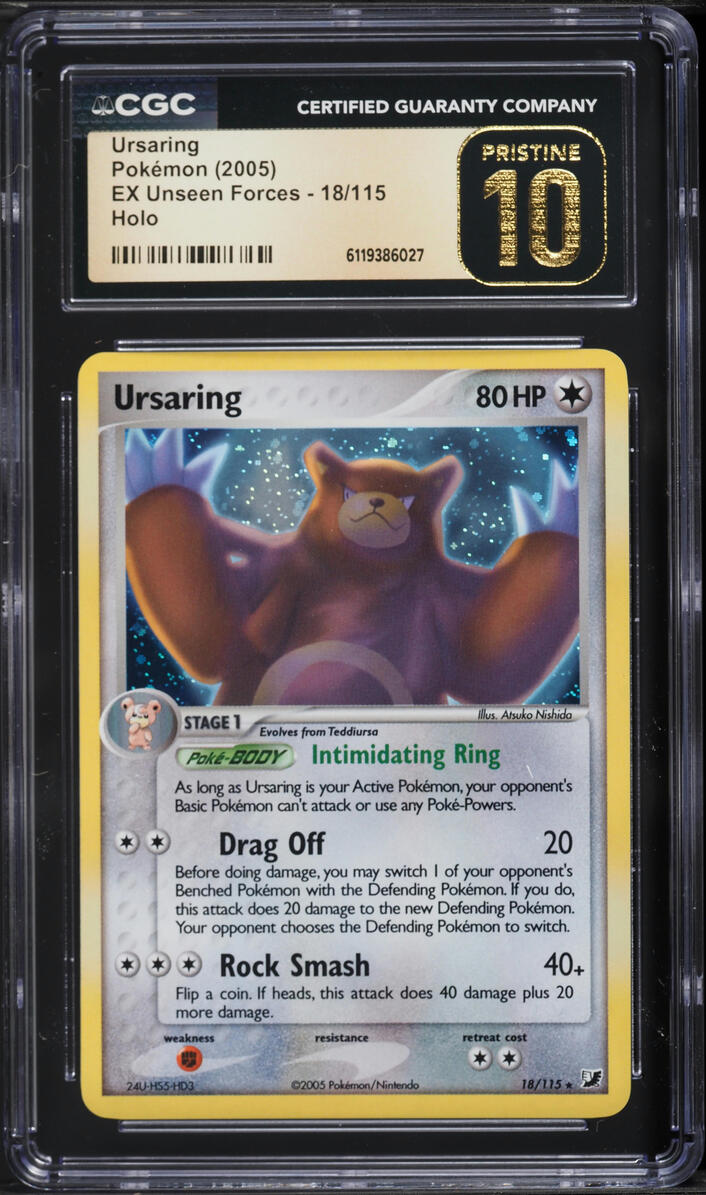 2005 Pokemon EX Unseen Forces Holo Ursaring #18 CGC 10 PRISTINE