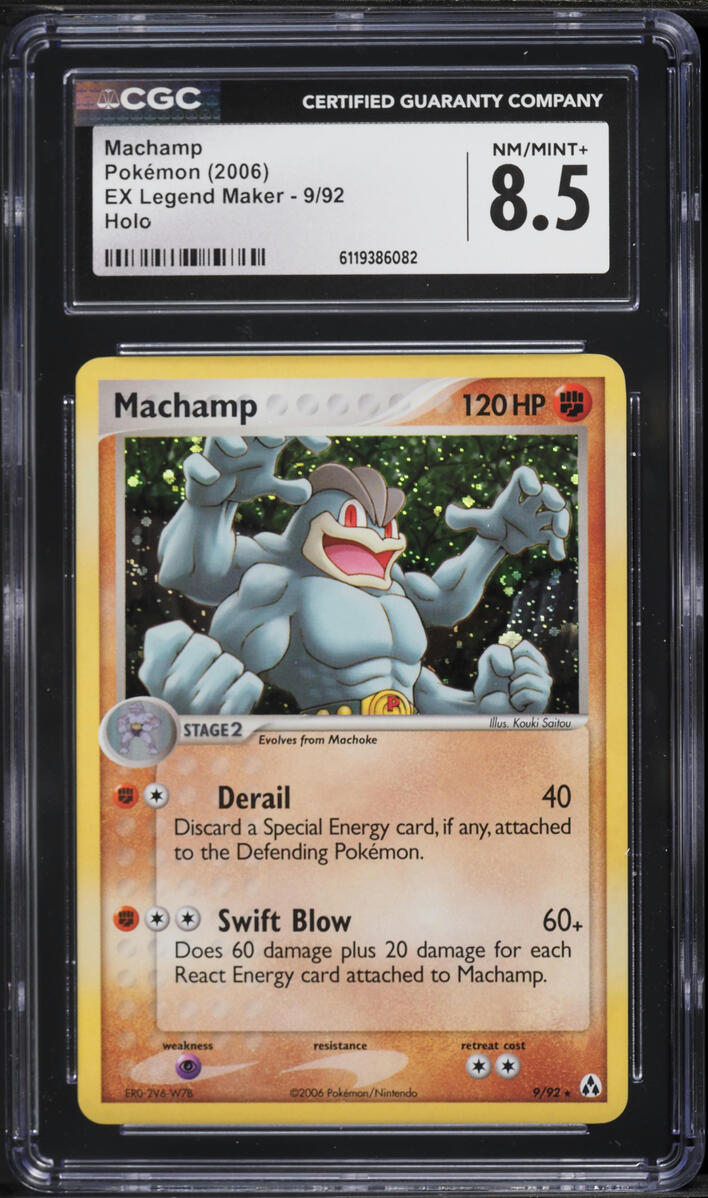 2006 Pokemon EX Legend Maker Holo Machamp #9 CGC 8.5 NM-MT+