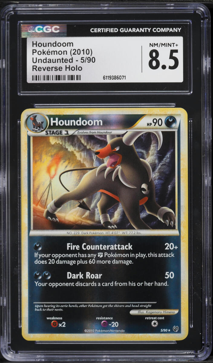 2010 Pokemon HeartGold & SoulSilver Undaunted Reverse Holo Houndoom #5 CGC 8.5 NM-MT+