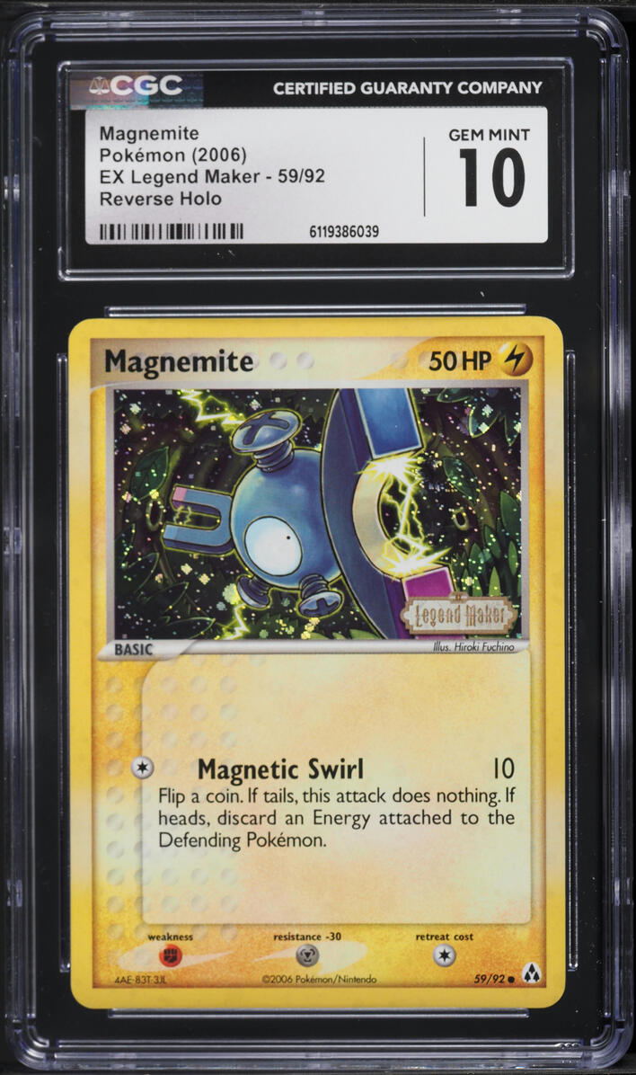 2006 Pokemon EX Legend Maker Reverse Holo Magnemite #59 CGC 10 GEM MINT