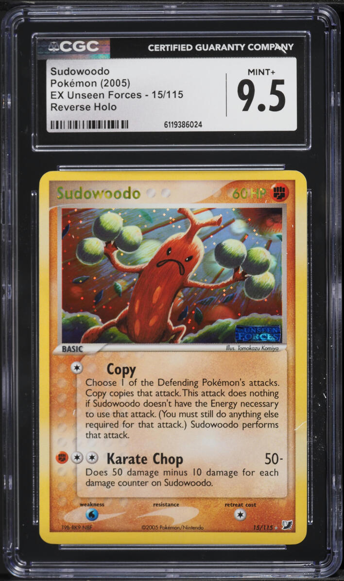 2005 Pokemon EX Unseen Forces Reverse Holo Sudowoodo #15 CGC 9.5 MINT+